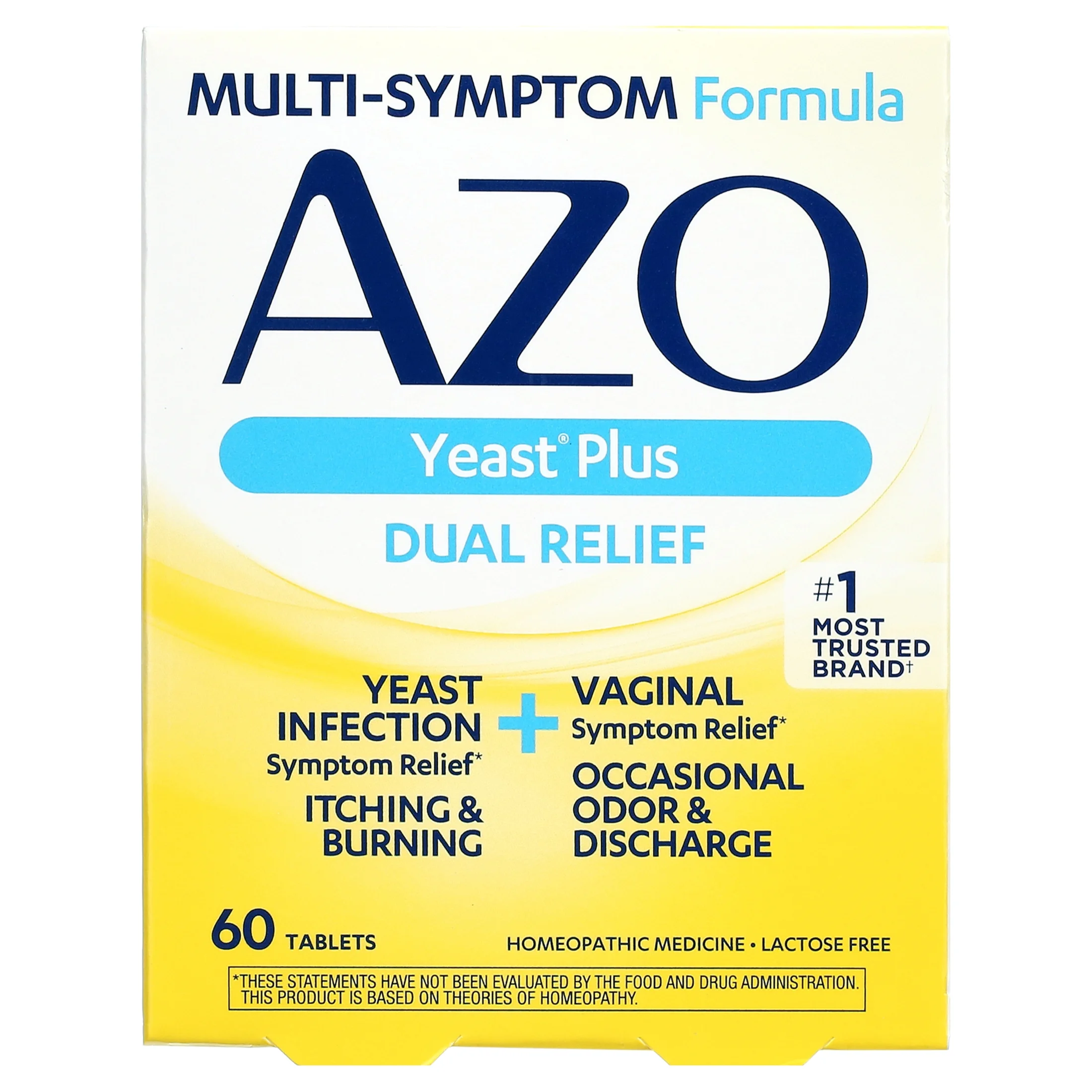 Azo Yeast Plus Dual Relief Tablets, 60 Ct