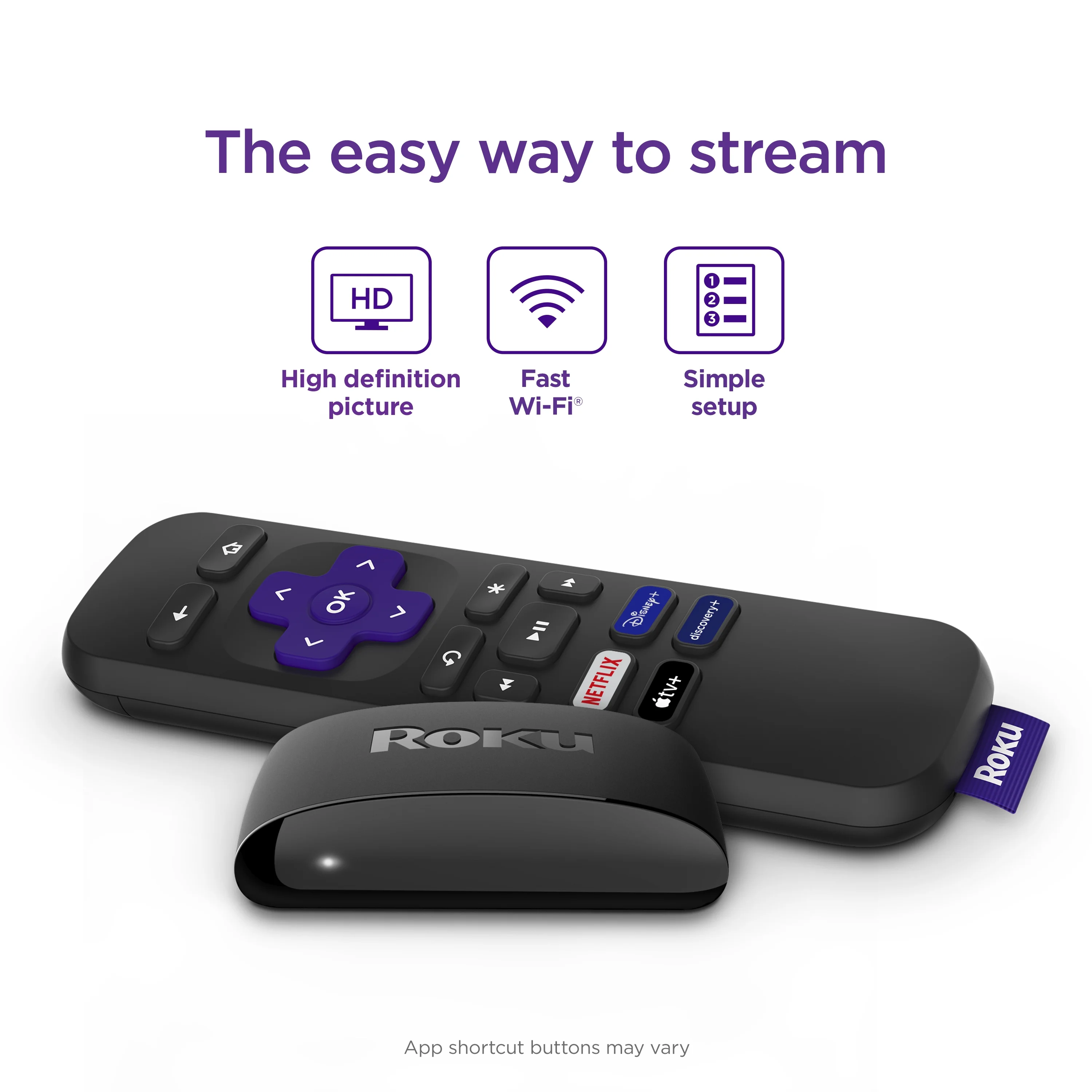 Roku Express HD Streaming Device with High-Speed HDMI Cable, Standard Remote (No TV Controls) and Fast Wi-Fi