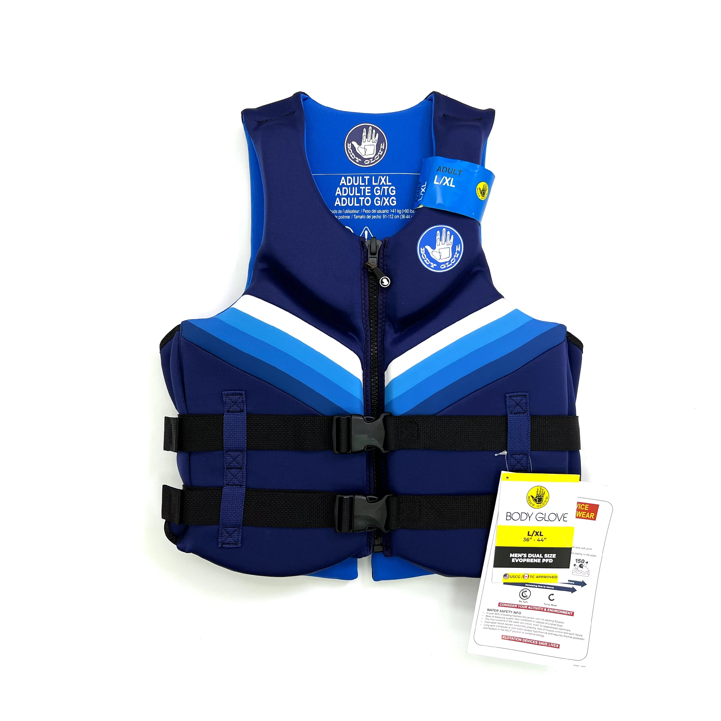 Body Glove Men’s Dual-Size Evoprene PFD Life Jacket and Vest Male Small, Medium, Blue