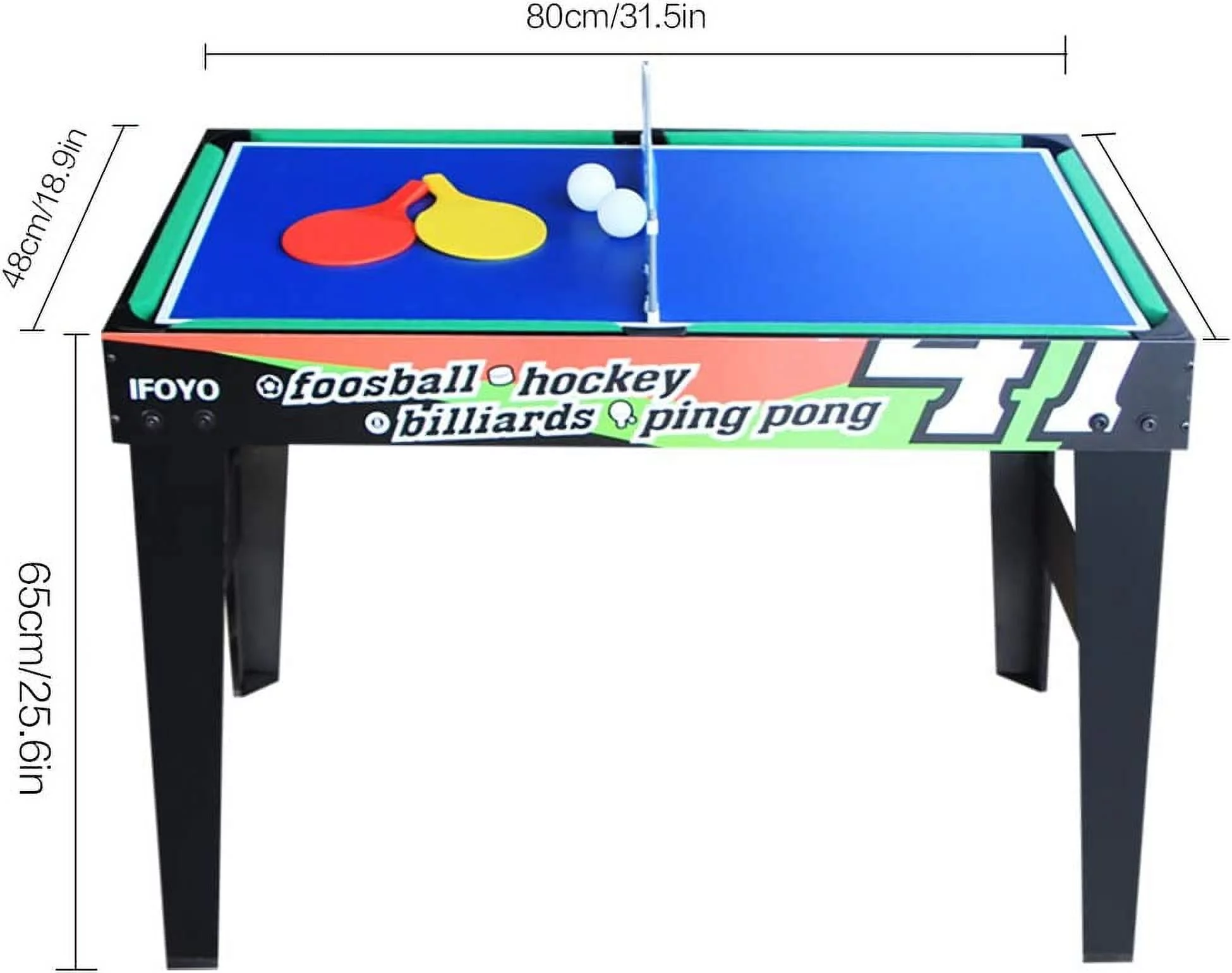 Blublu Park 4 in 1 Multi Game Table for Kids and Adults, Foosball Air Hockey Pool Tennis Table