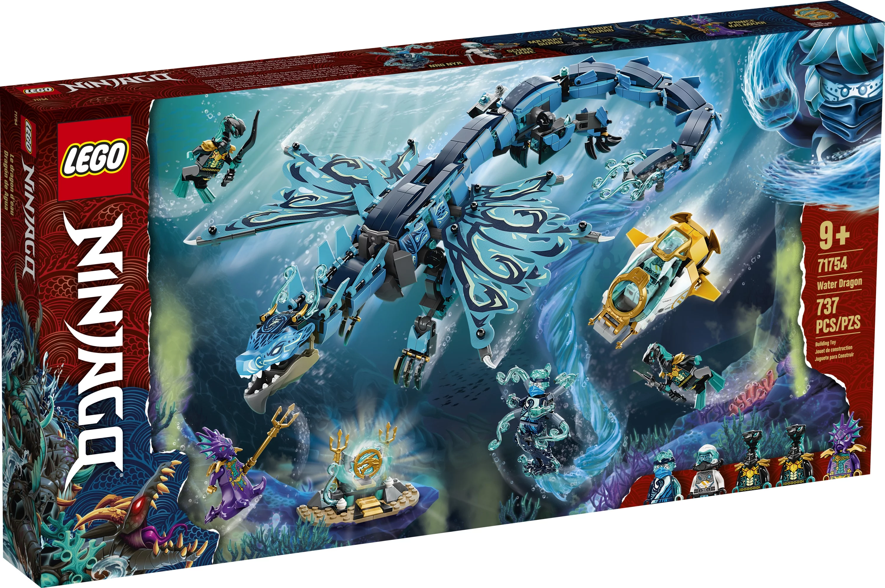 LEGO NINJAGO Water Dragon Toy, 71754 Building Set with 5 Minifigures and Weapons, Ninja Gifts for 9 Plus Years Old Kids, Boys & Girls