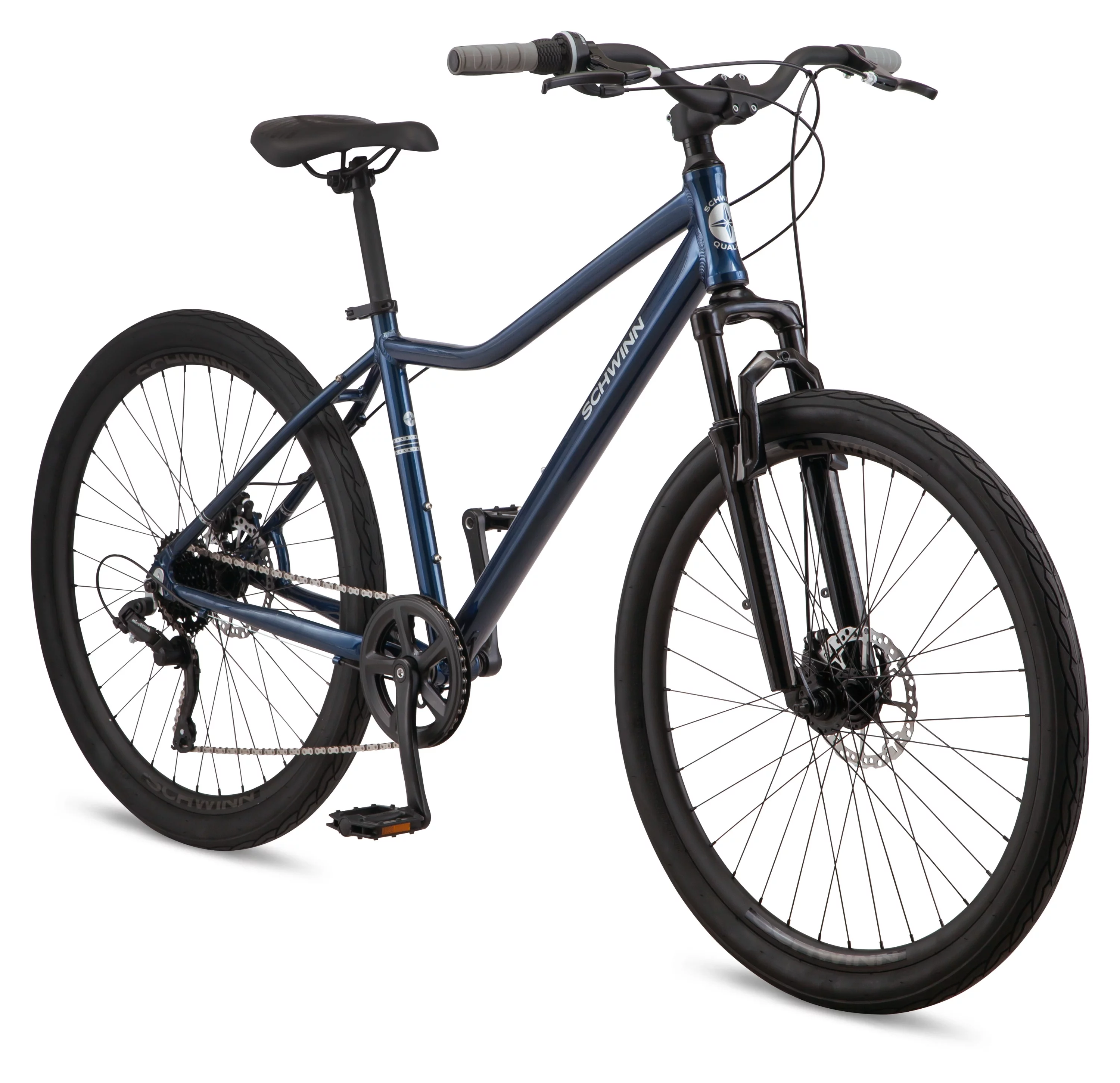 Schwinn Junction 27.5 inch Mens Hybrid Bike, 7 Speed Adult Bicycle, Navy