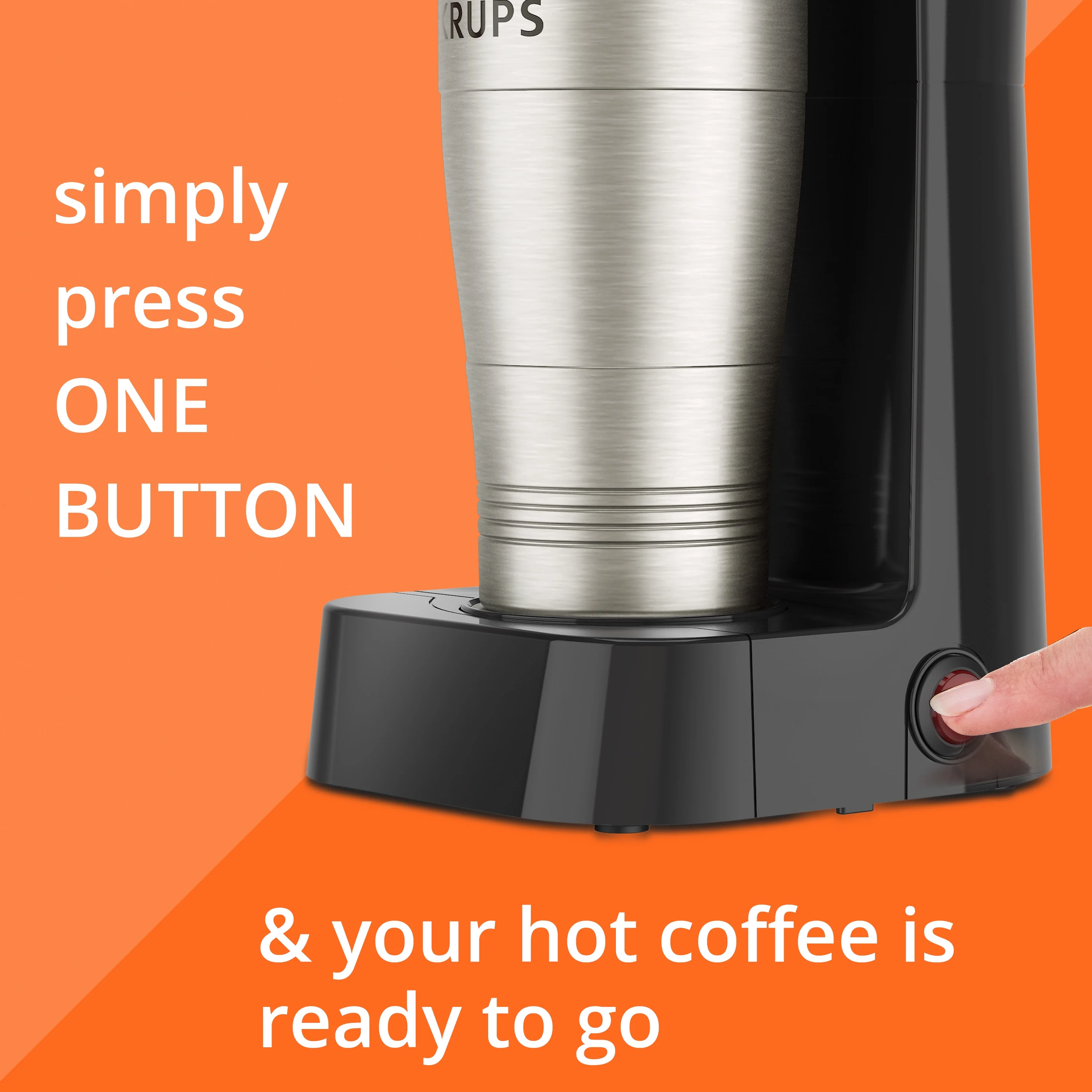 KRUPS Simply Brew To Go – Single-Serve Coffee Maker with Stainless Steel Travel Mug, 14 fl oz