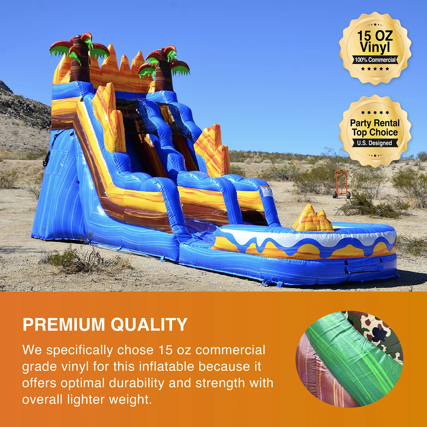 JumpOrange Commercial Grade Water Slide Inflatable with Pool for Kids and Adults (with Blower), Oasis Theme