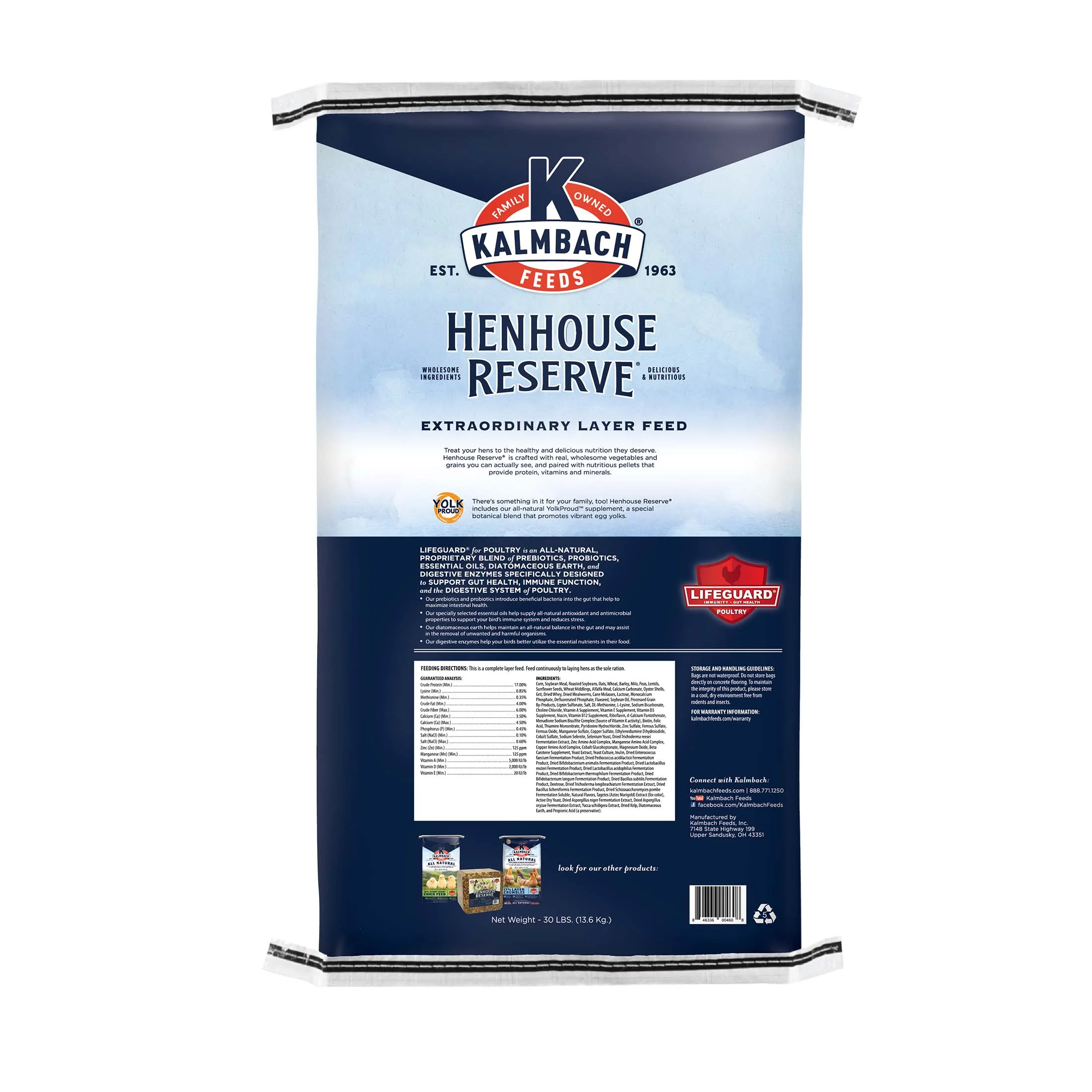 Kalmbach Feeds Henhouse Reserve – Extraordinary Whole Grain Layer Feed for Chickens, 30 lb