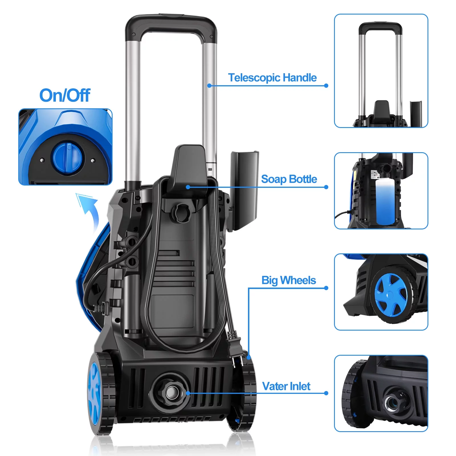 Pressure Washer 3500 PSI Max 2.5 GPM Power Washers Electric Powered Power Washer with 25FT Hose,4 Quick Connect Nozzles and Soap Tank, Car Wash