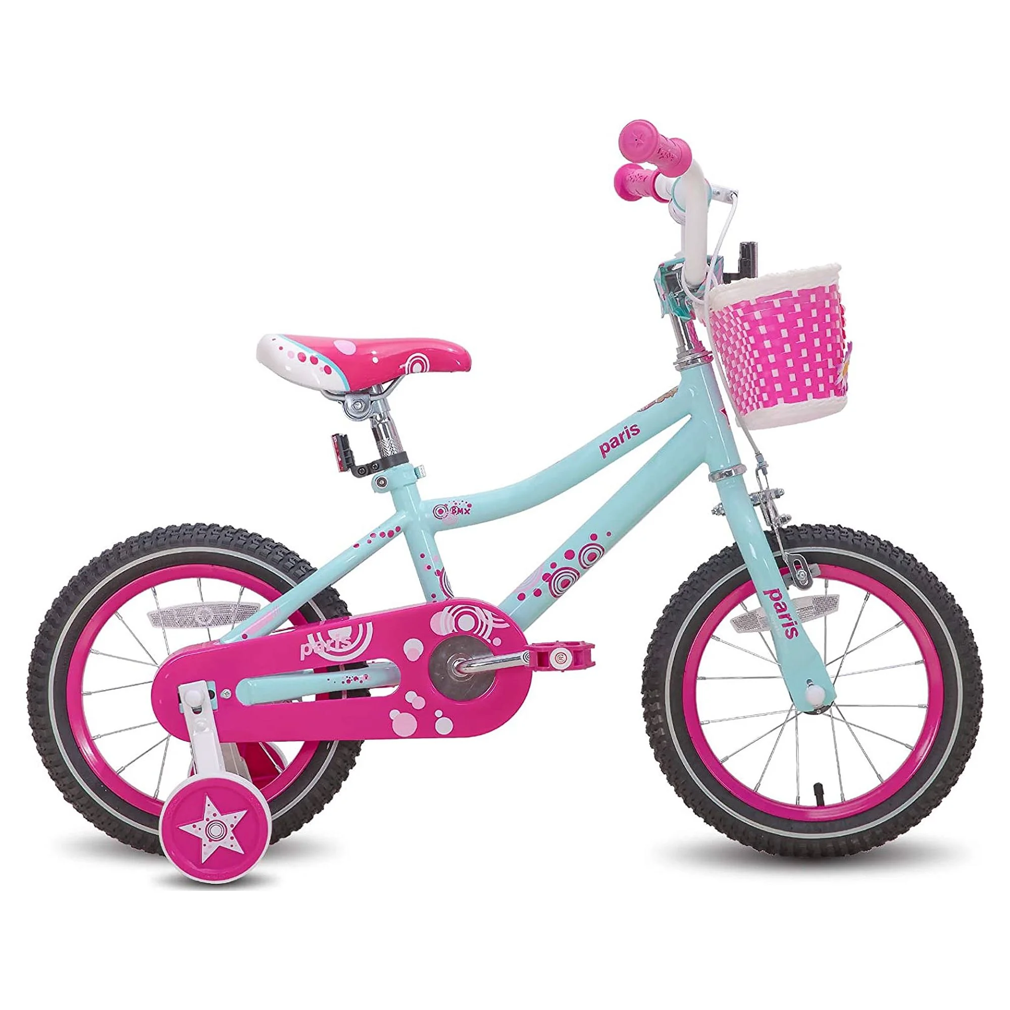 JOYSTAR 16 Inch Paris Girls Bike for 4-7 Year Old Kids, Blue/Fuschia