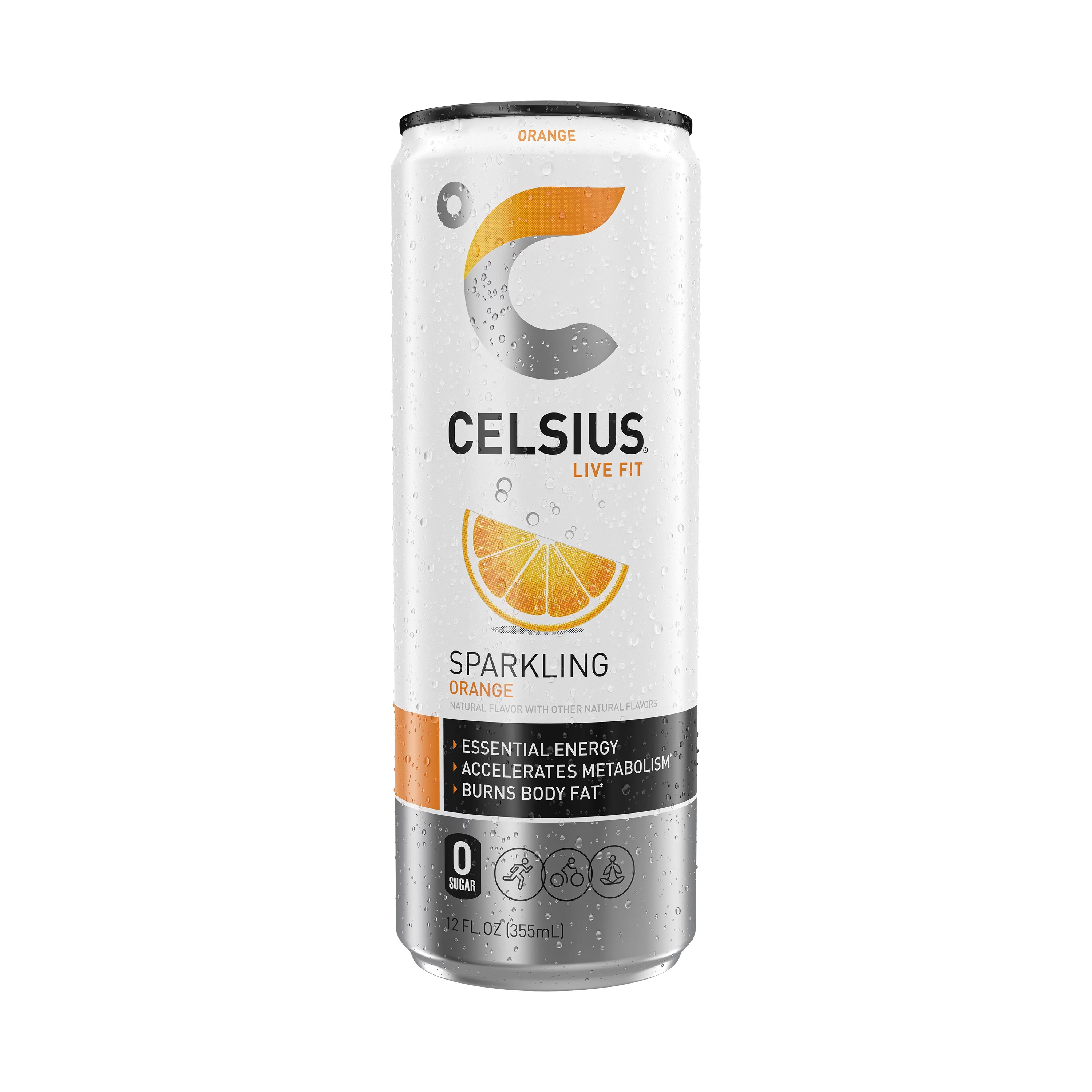 CELSIUS Essential Energy Drink 12 Fl Oz, Sparkling Orange (Single)