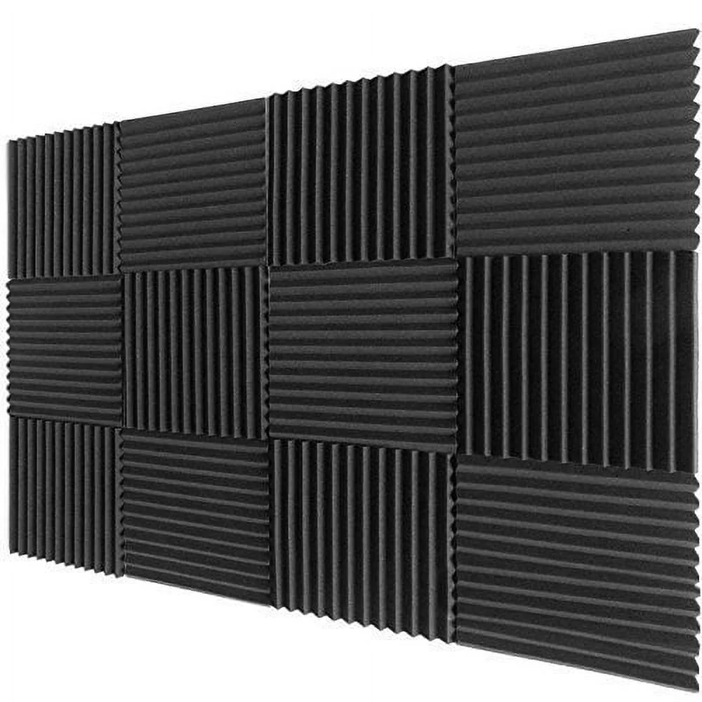 12 Pack Acoustic Panels Studio Soundproofing Foam Wedges Wall Foam Tiles Sound Proof Sound Insulation Absorbing 12″ X 12″ X 1″