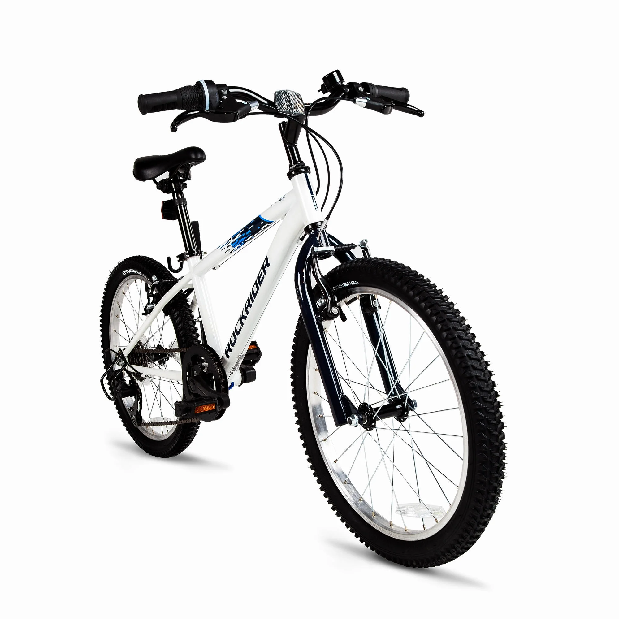 Decathlon Btwin Rockrider ST100 Mountain Kids Bike 20″with Knobby Tires 3’11” to 4’5″, Unisex 6 to 9 Years, White