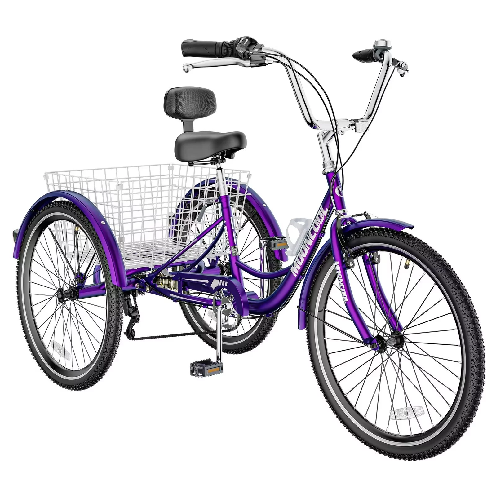 MOPHOTO Adult Tricycle 20/24/26 inch 3 Wheel Bicycle,3 Wheel Bikes for Adults,7 Speed Low Stepover Frame Tricycle with Basket/Bell,3 Wheel Bicycle for Seniors,Women,Men