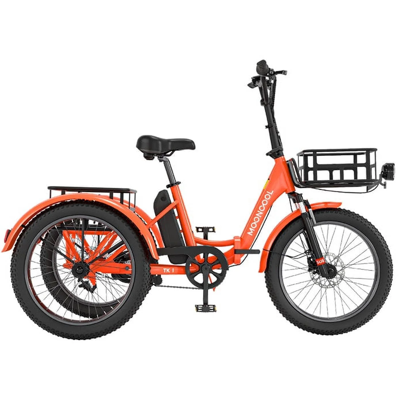 LILYPELLE Electric Folding Tricycle for Adults & Seniors,with 500W Motor & 48v 14.5Ah Detachable lithium battery, 20*3in Fat Tires,Big basket