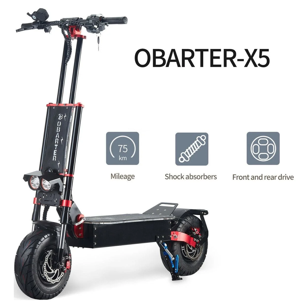 OBARTER X1 Electric Kick Scooter, Max Speed 53 MPH, Long-range Battery 21AH, Foldable and Portable (10 inch tire)