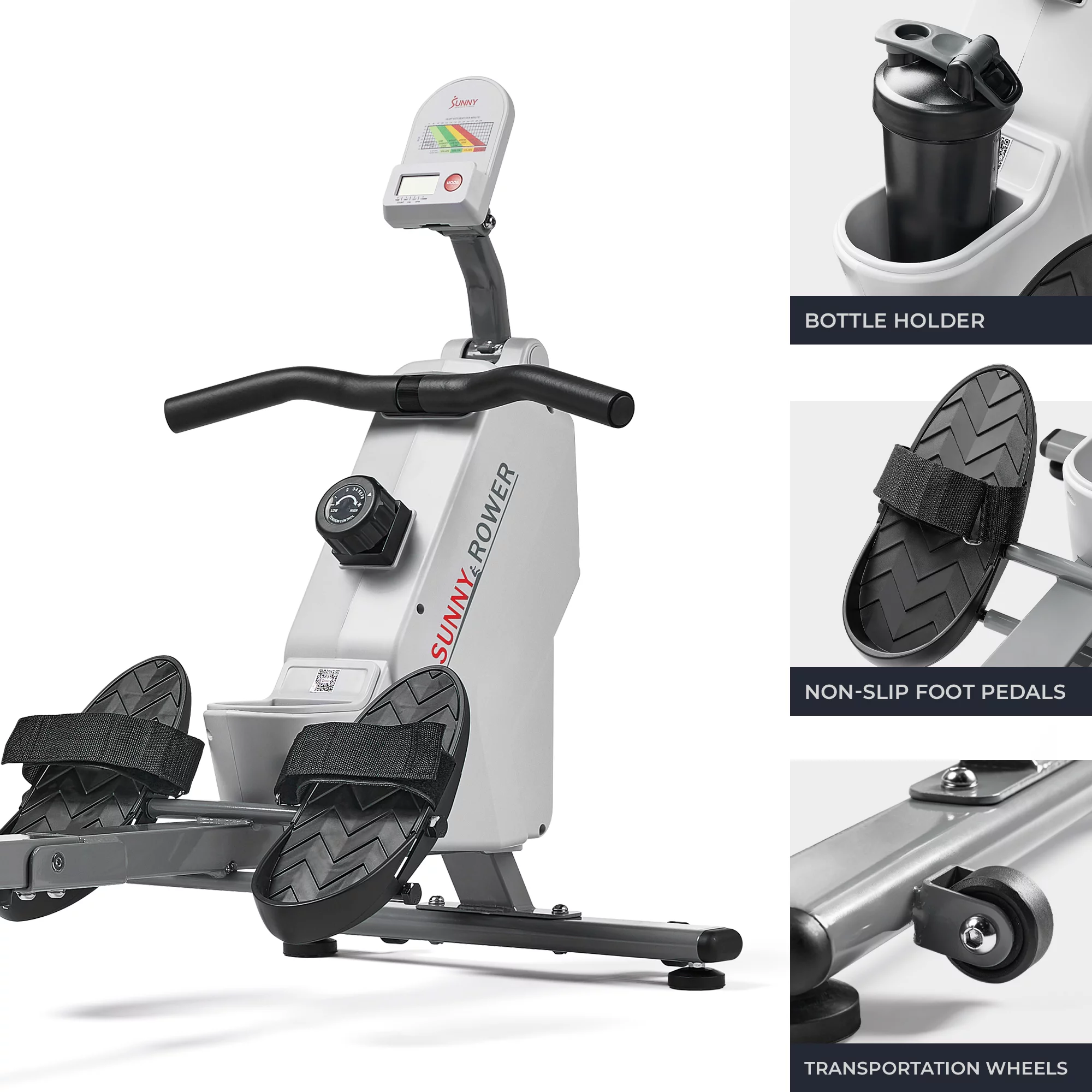 Sunny Health & Fitness SMART Compact Foldable Magnetic Rowing Machine with Bluetooth Connectivity – SF-RW521020