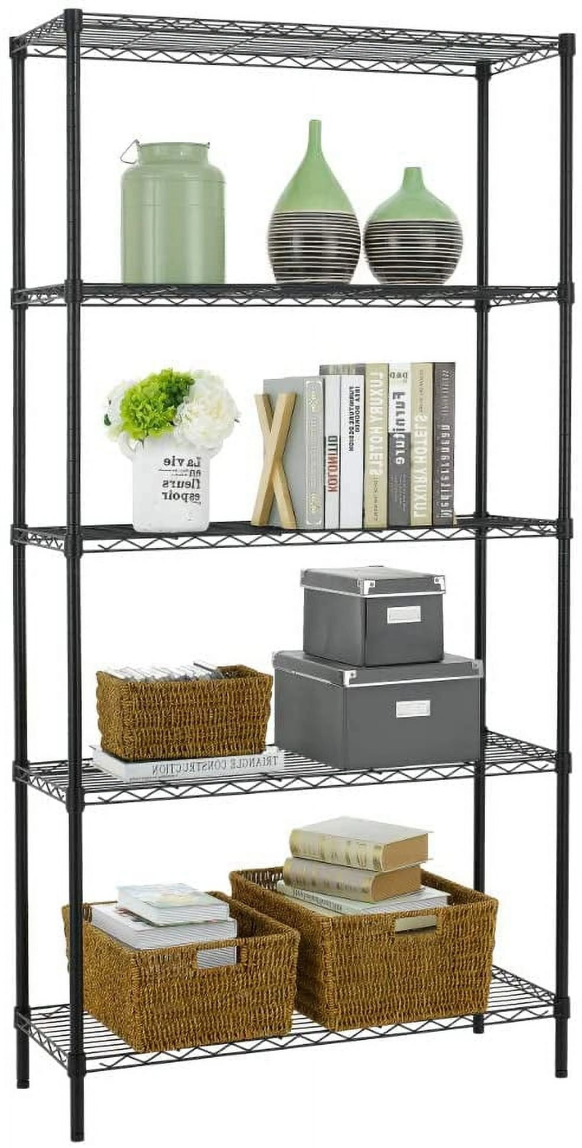 5 Shelf Wire Shelving Unit Garage NSF Wire Shelf Metal Large Storage Shelves Adjustable 1250 LBS Capacity -14x36x72,Chrome