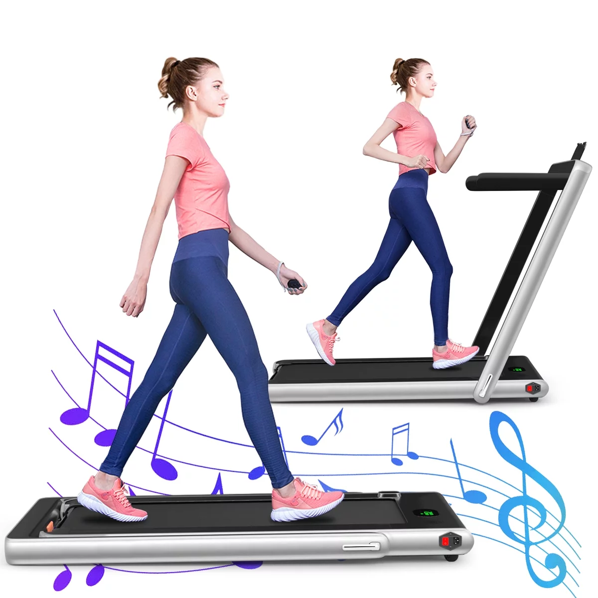 Gymax Motorized Treadmill Folding Under Desk Electric Treadmill W/APP Red