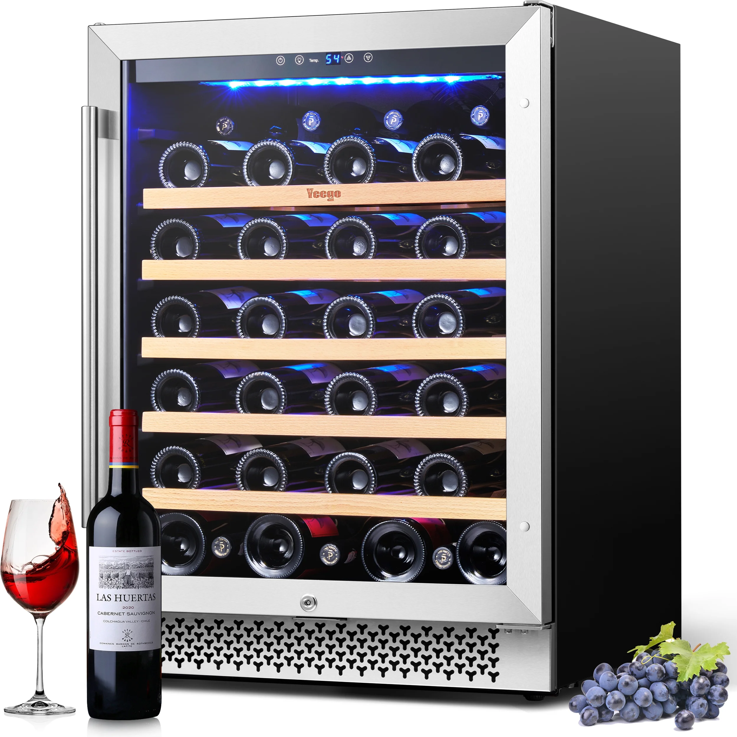 Yeego 24″ Wine Refrigerator, 52 Bottles Wine Cooler With Upgraded Compressor, Keeps Temperature Consistent, Low Noise, Fast Cooling, No Fog, Temp 40-65??F