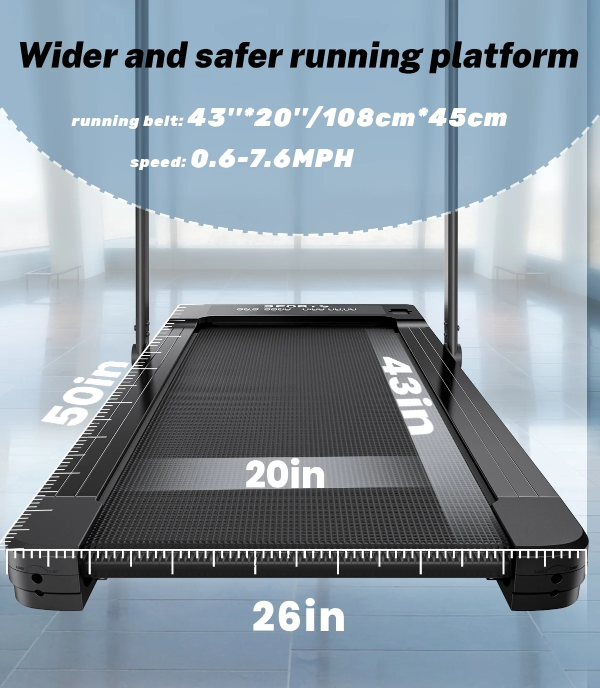 Bigzzia Folding Treadmills for Home, 265 lbs Capacity Foldable Walking Pad with Remote Control and Space Saving, Free Installation, Black