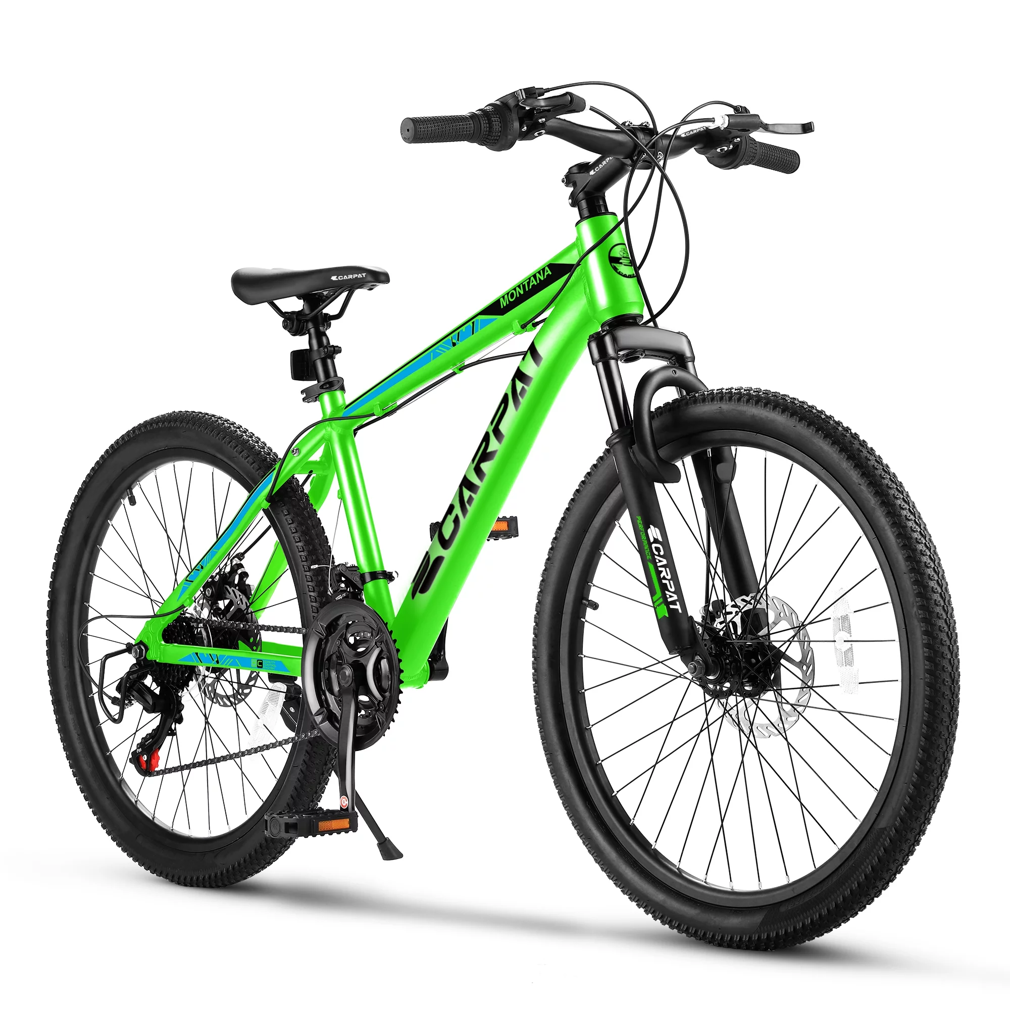 24 inch Mountain Bike Aluminium Frame Bike 21-Speed with Disc Brake Bicycle for Adults Men Women – Green