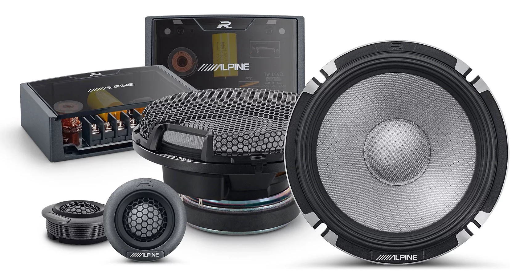 (2) Pairs Alpine R2-S652 6.5″ 2-Way Component Car Audio Speakers High-Resolution