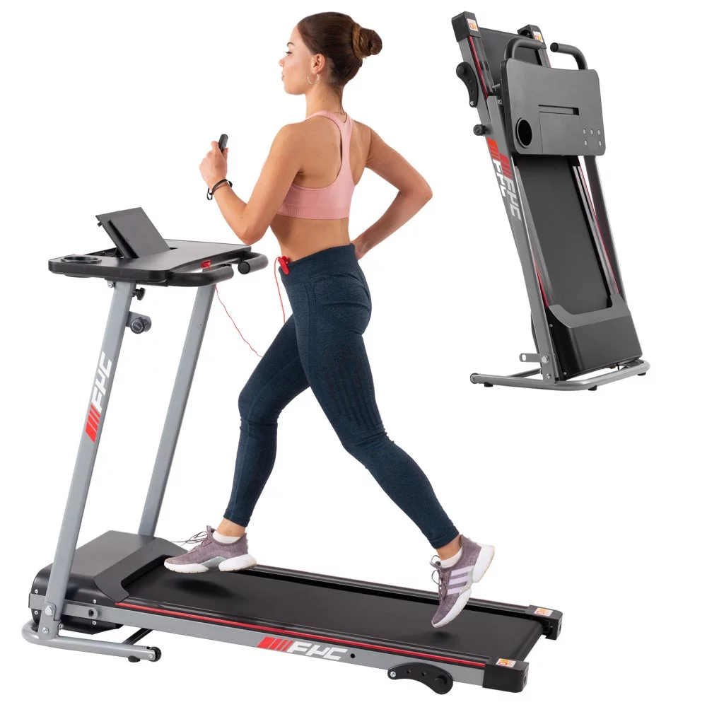 Tcbosik Folding Treadmill for Home with Desk – 2.5HP Compact Electric Treadmill for Running and Walking Foldable Portable Running Machine for Small Spaces Workout, 265LBS Weight Capacity