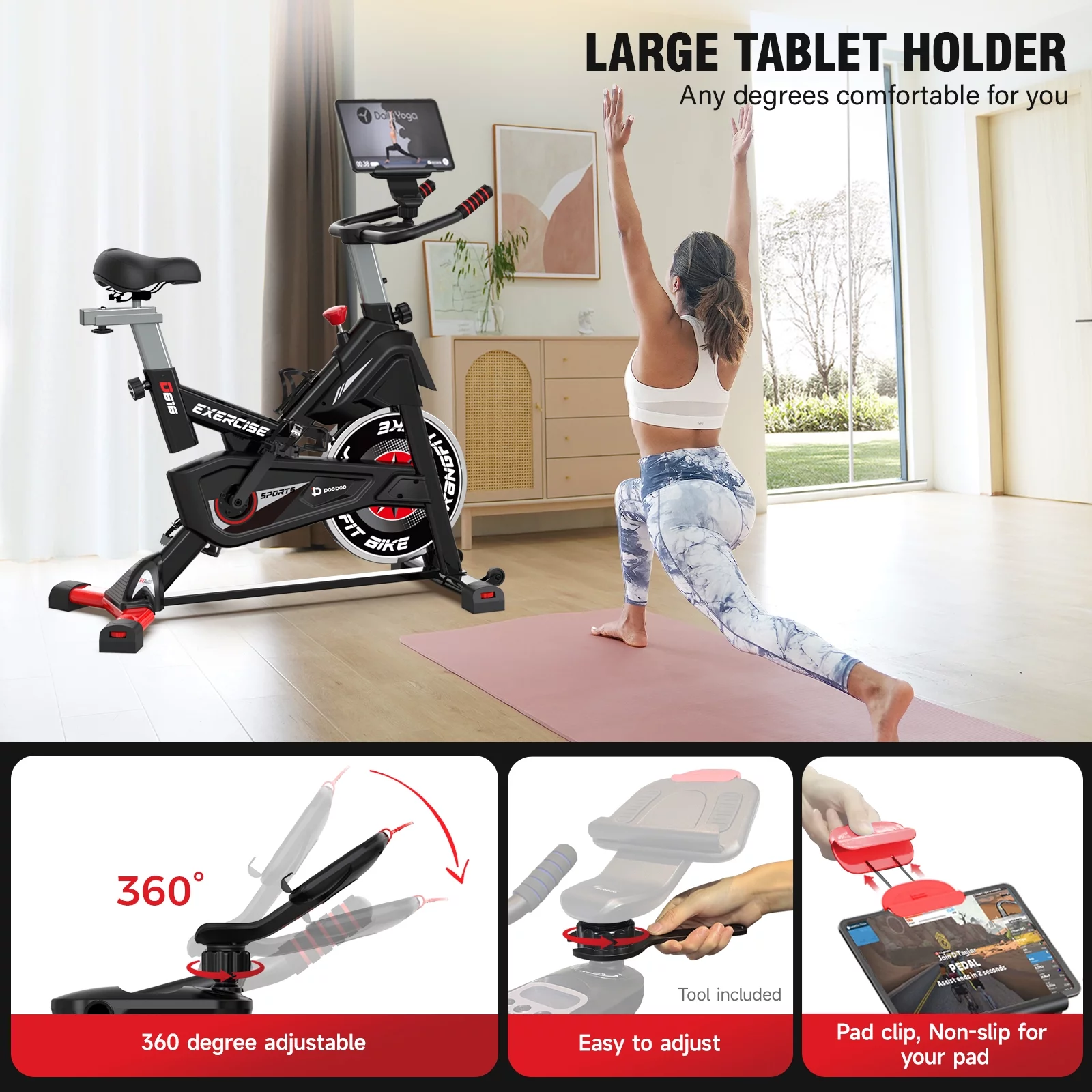 Pooboo Bluetooth Magnetic Exercise Bike Indoor Cycling Bike Stationary Bikes 40lbs Flywheel 350lbs