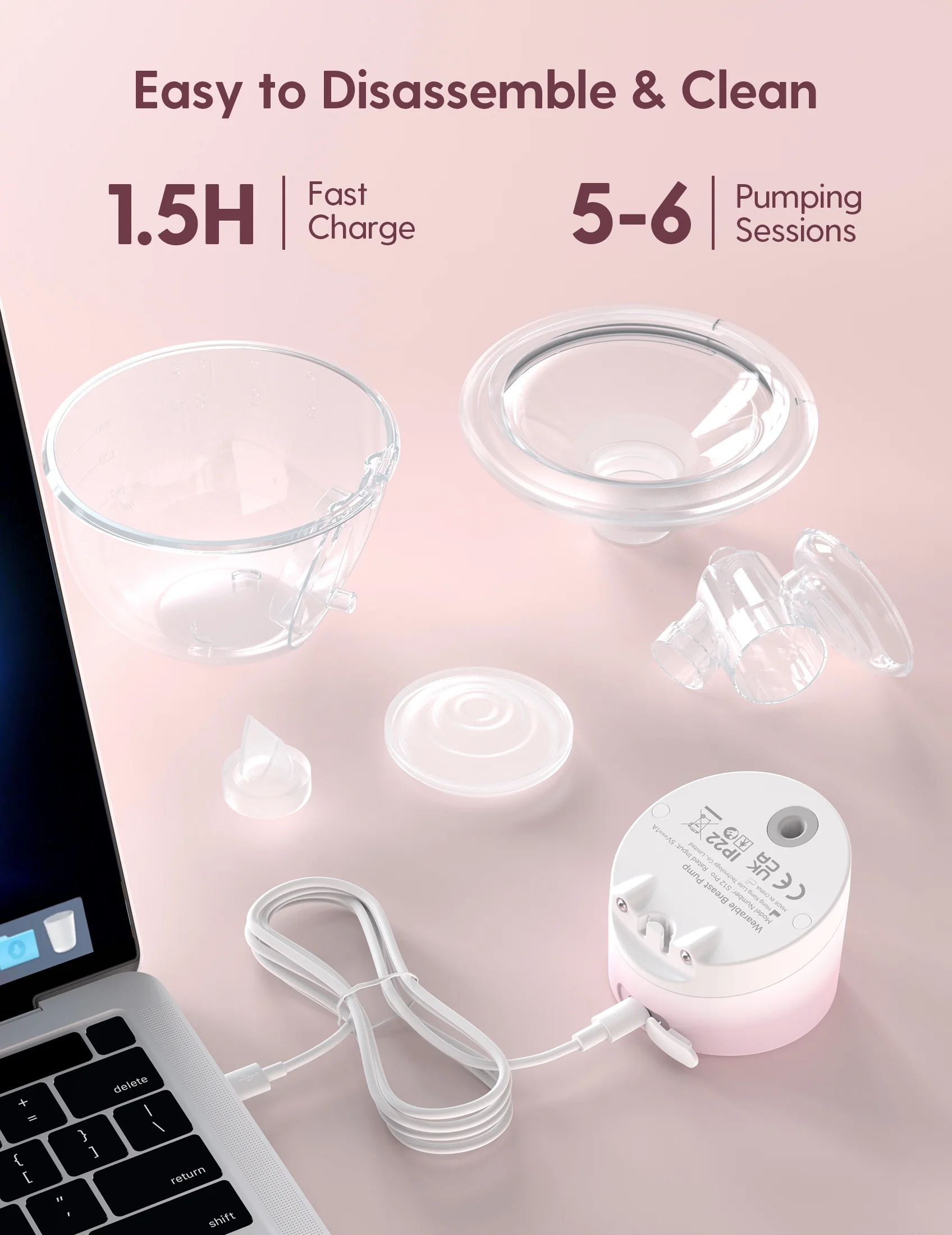 Momcozy S12 Pinky Pro Hands Free Breast Pump Wearable, 24mm 2 Pack Electric