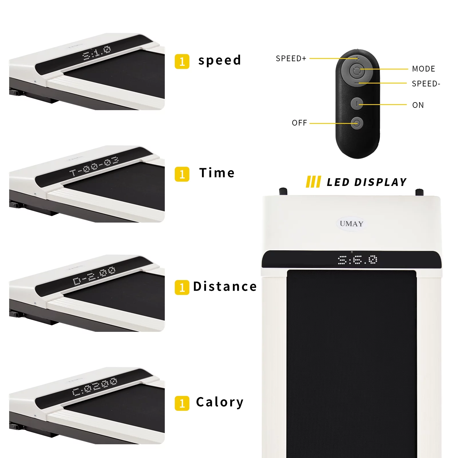 Topfinel UMAY Electric Treadmill for Home & Office with Foldable Frames, Under Table Walking Jogging Machine Small Flat Treadmill Machine with Low Noise & Sports App for Small Spaces