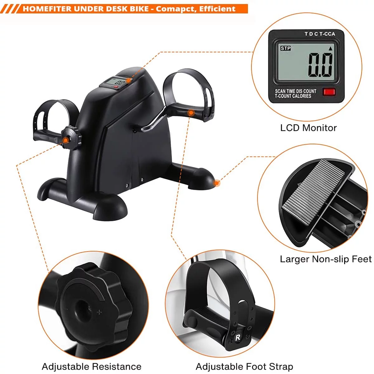 Novashion Mini Multi-Function Stepper, Exercise Bike, Digital Under Desk Bike with LCD Screen Display, Pedal Exerciser Peddler for Leg Arm and Knee for Elderly