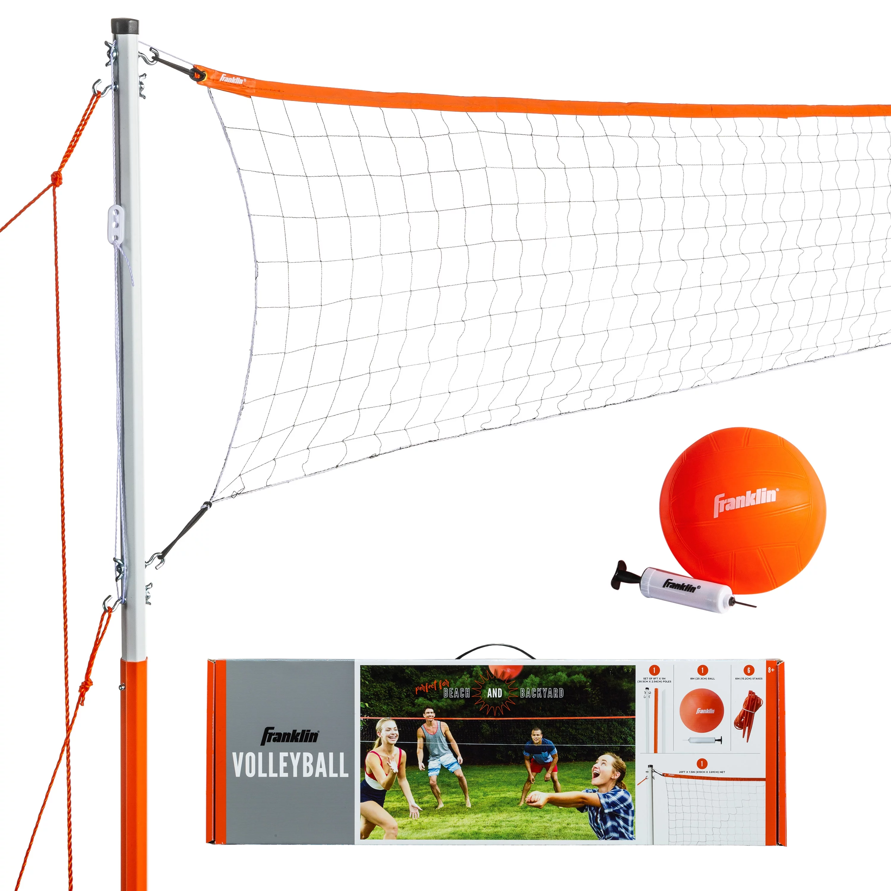 Franklin Sports Volleyball Set with Portable Net + Ball – Starter