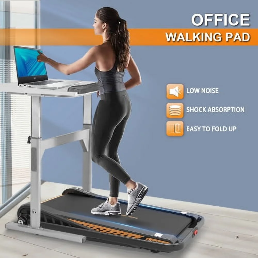 2 in 1 Under Desk Treadmill with Handlebar, 2.0HP Portable Treadmills with Remote Control and LED Display, Foldable Compact Mini Treadmill with 15% Incline – 240 lb Capacity