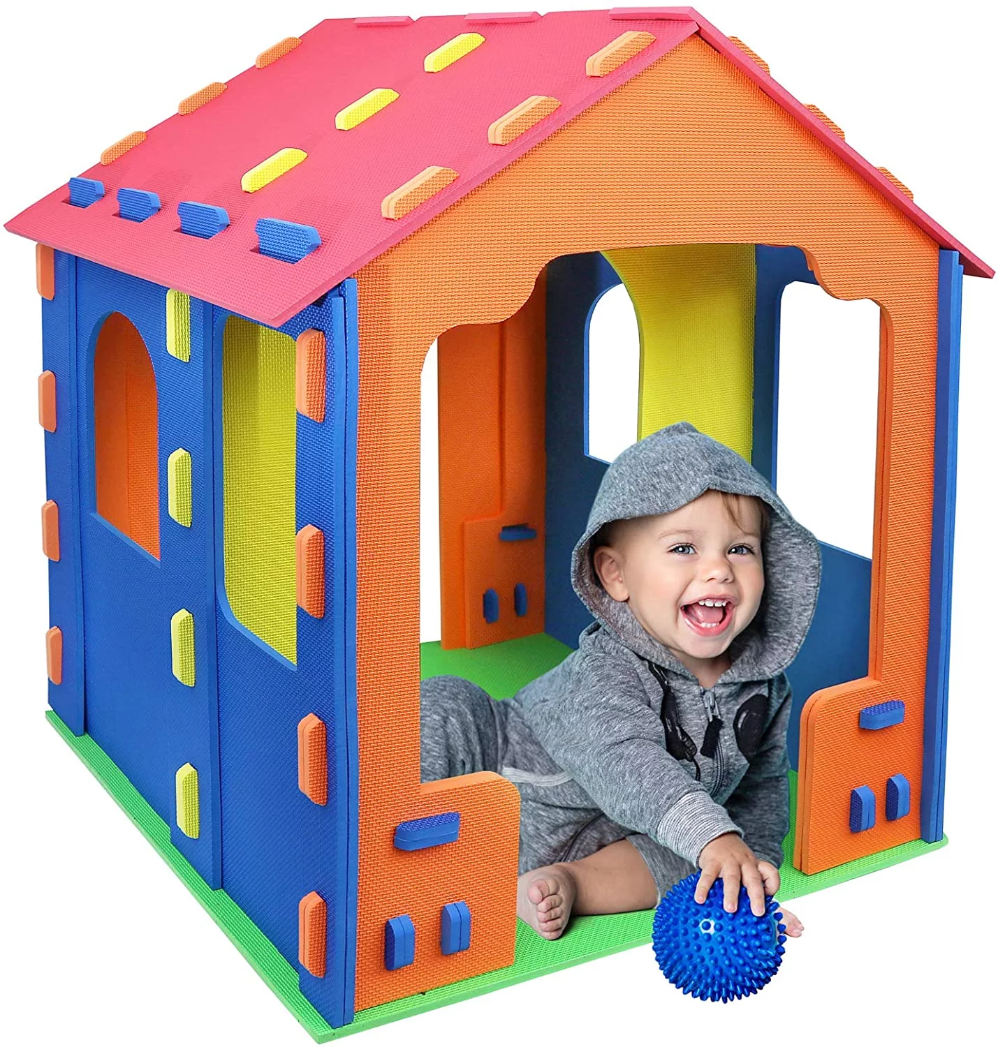 Click N’ Play Giant Kids Foam Playhouse Play Tent for Boy and Girls Indoor and Outdoor, Interlocking Eva Foam Tiles.