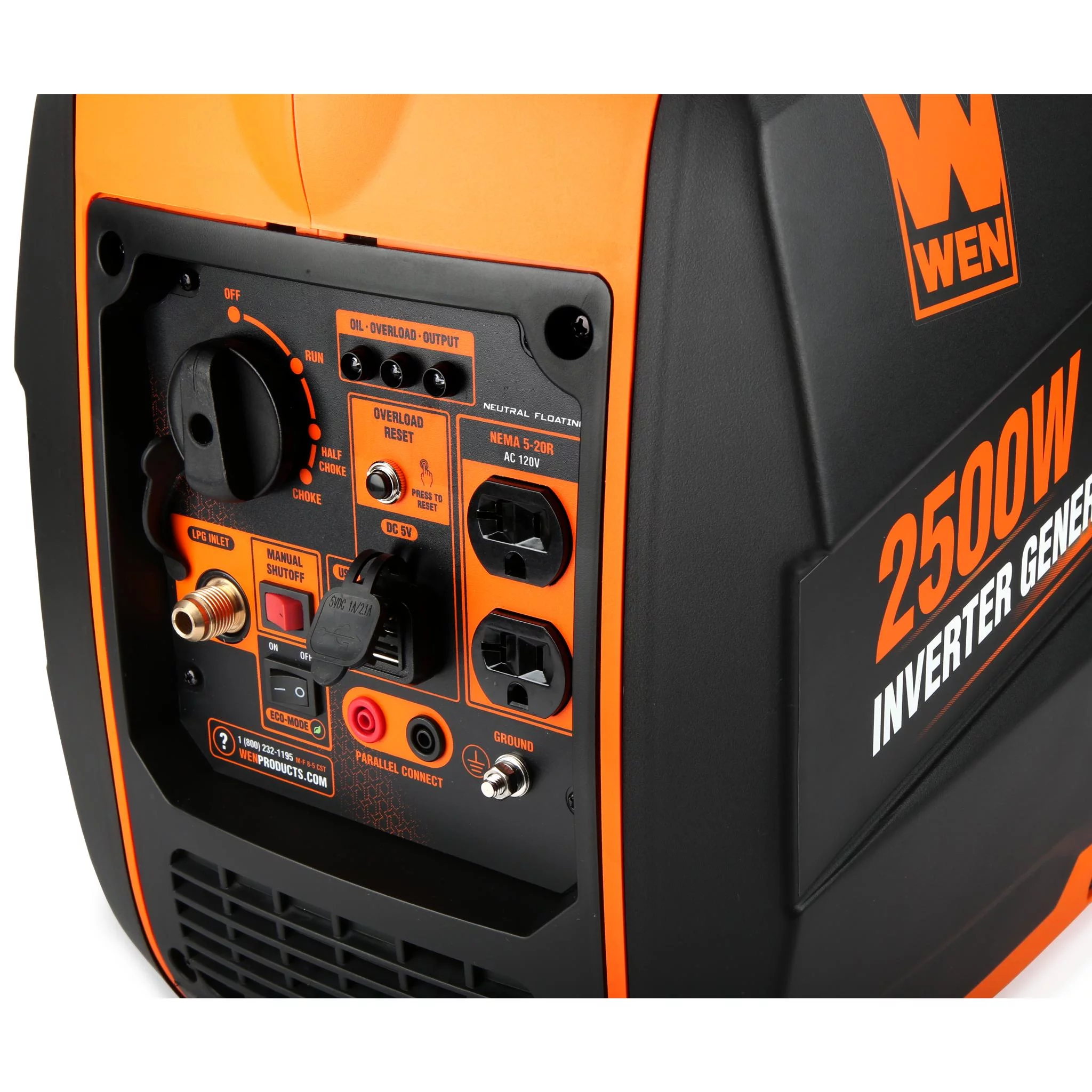 WEN Super Quiet 2500-Watt Portable Dual Fuel Inverter Generator with Fuel Shut-Off