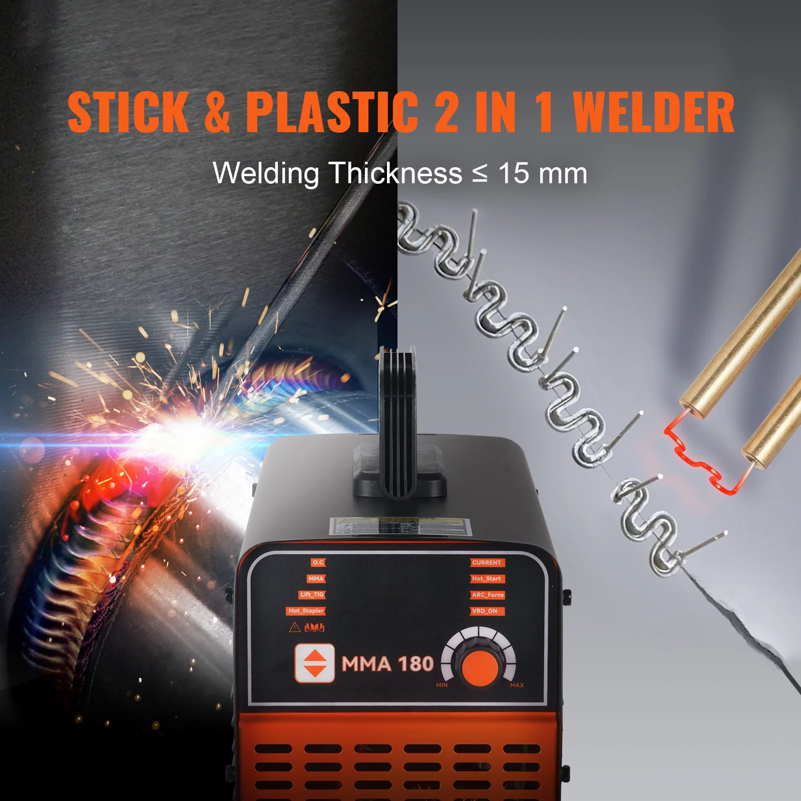 BENTISM  Plastic & Stick Welder 200Amp  MMA/Plastic/Lift TIG 3 in 1 Welder Machine 110/220V Hot Stapler with Hot Start Arc Force Anti-Stick, IGBT Inverter ARC Welding Machine