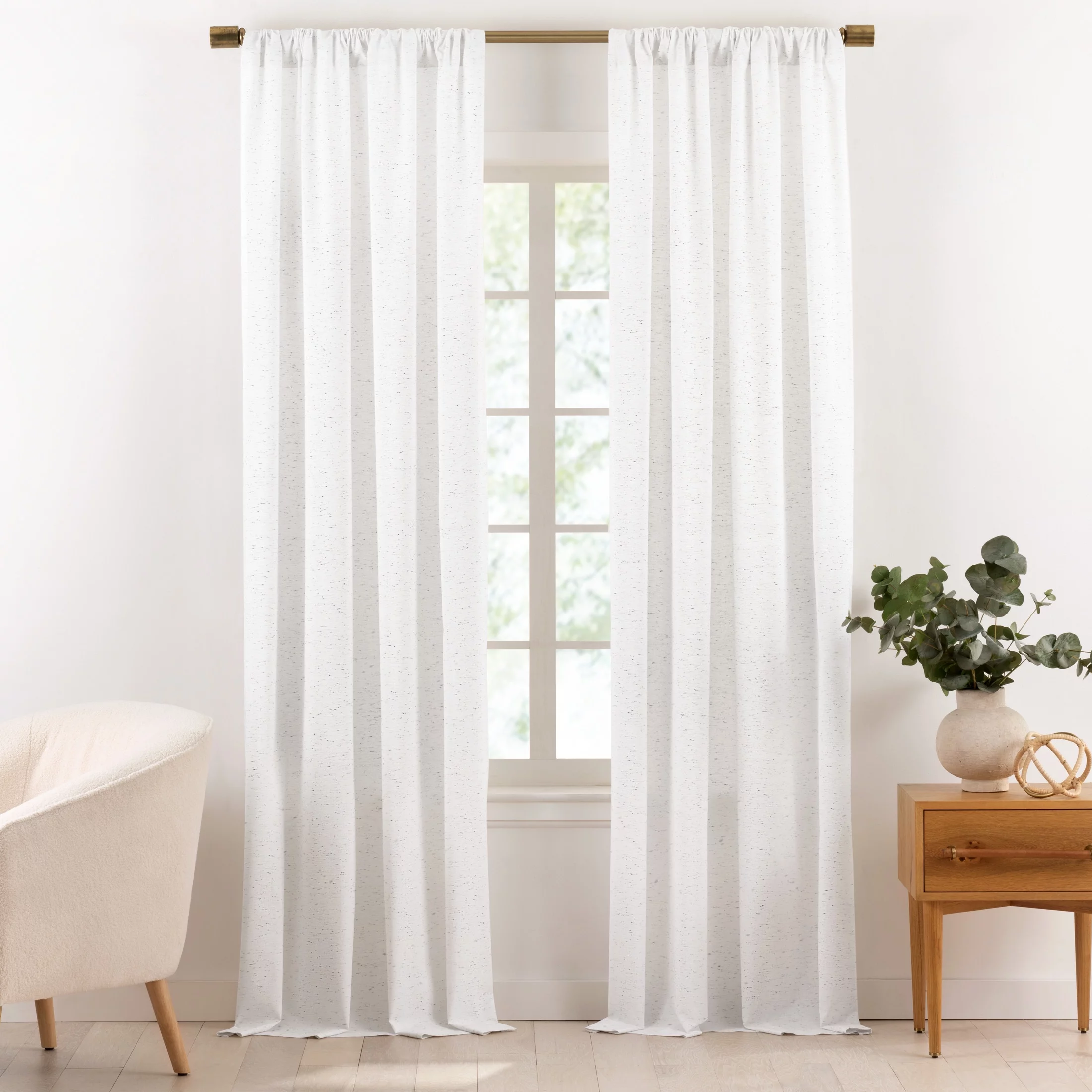 Gap Home Multi-Nep Organic Cotton Window Light Filtering Curtain Pair White 84