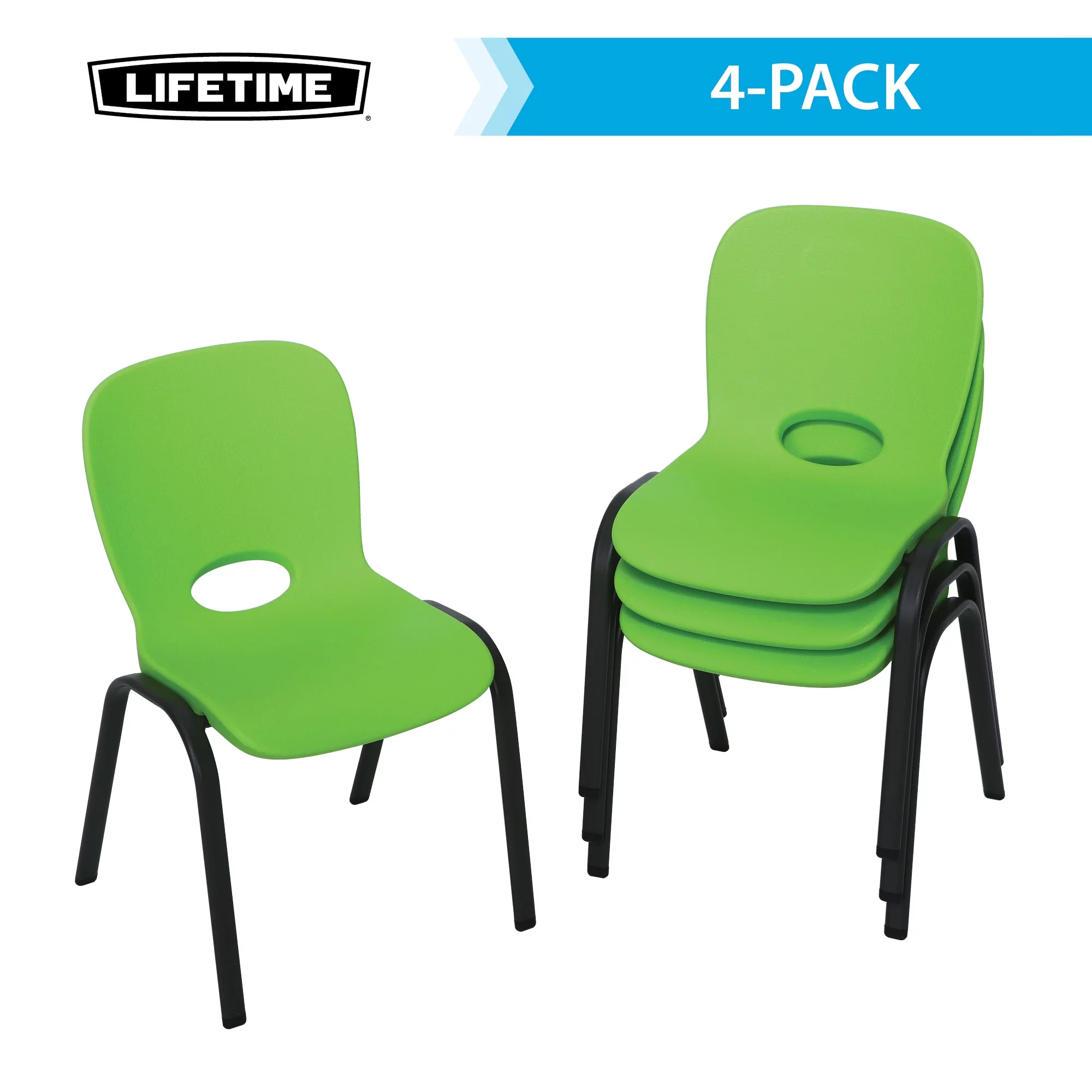 Lifetime Kids Stacking Chairs Indoor/Outdoor Lime Green, 4 Pack (80473)