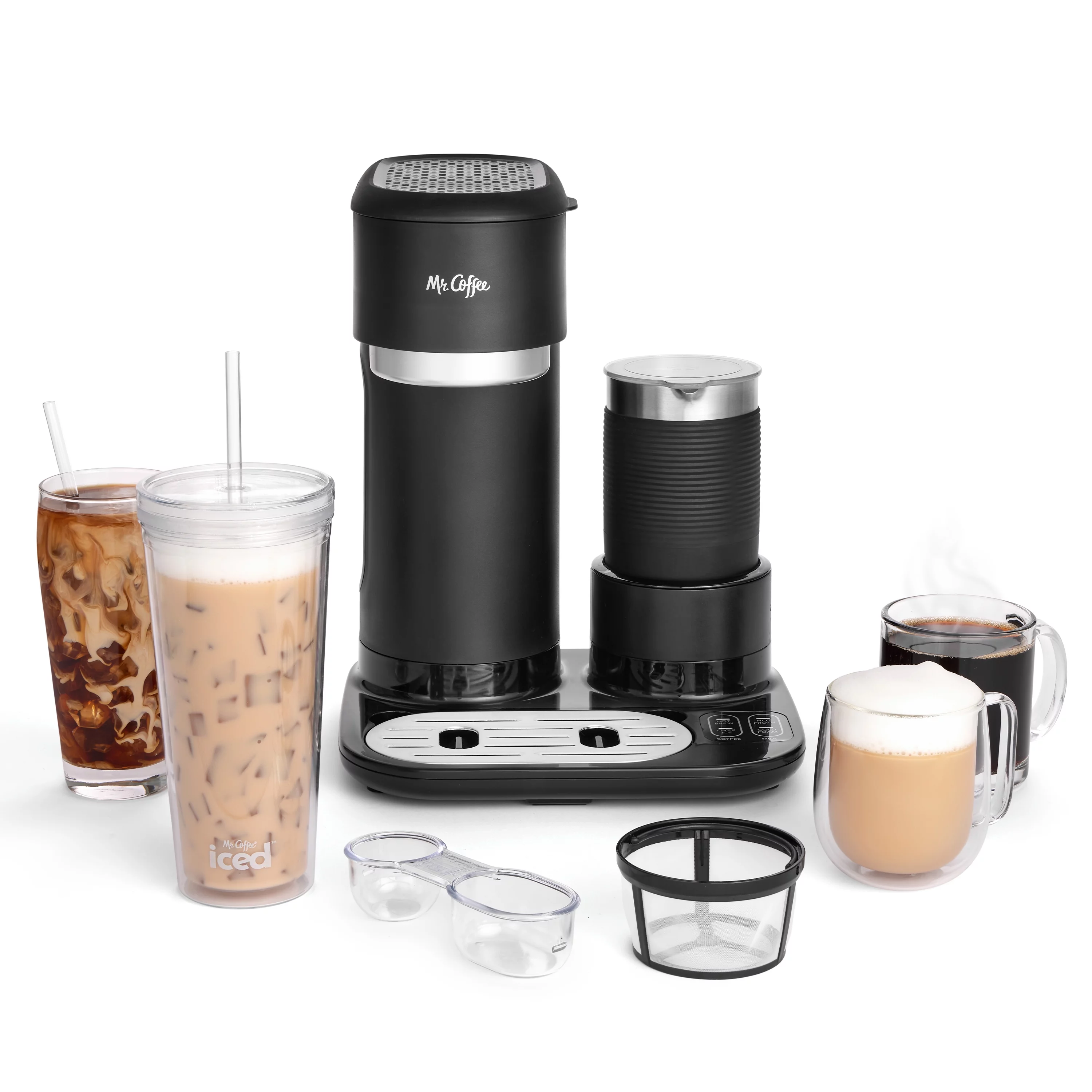 Mr. Coffee 4-in1 Single-Serve Latte, Iced, and Hot Coffee Maker, Black