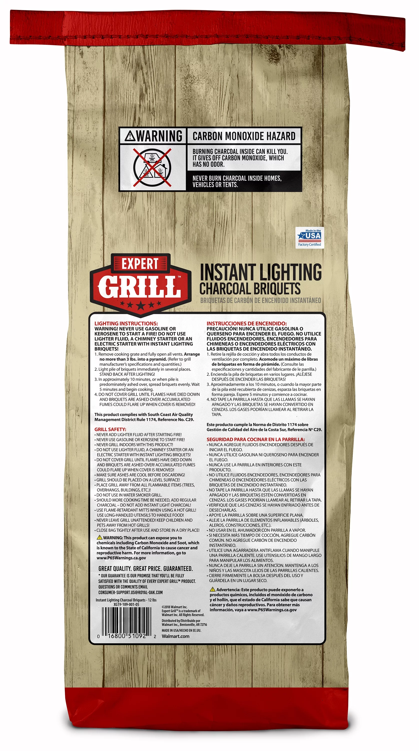 Expert Grill Instant Charcoal Briquets, 12 Lb