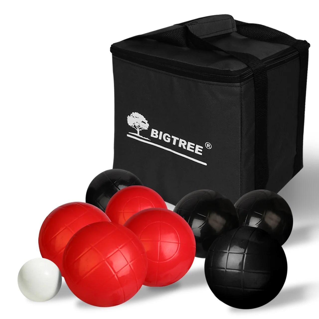 Bocce Ball Set, 3.5in Classic Bocci Ball Set with 8 Resin Bocce Balls/1 Pallino/Nylon Zippered Bag – Outdoor Family Games for Backyard/Lawn/Beach (Red & Black)