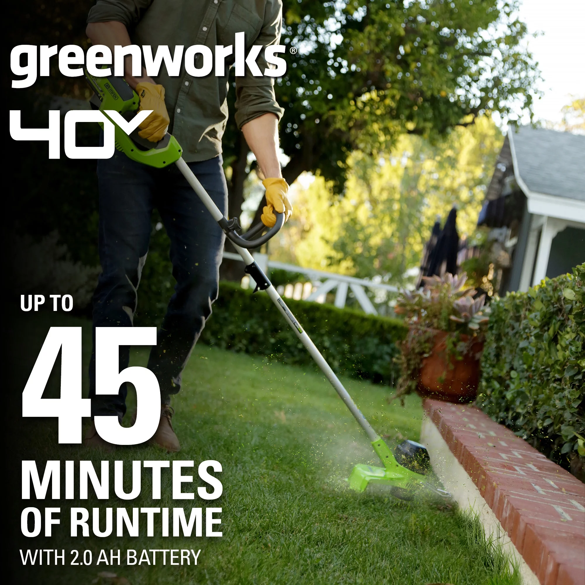 Greenworks 40V String Trimmer/Leaf Blower Combo W/ 2.0 Ah Battery, 1301202