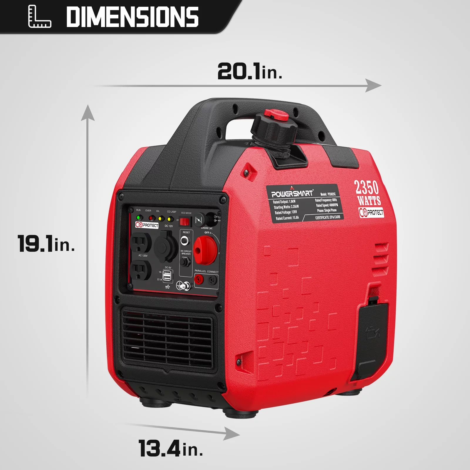 PowerSmart 2350-Watt Portable Gasoline Inverter Generator, Lightweight .generator for camping PS5025C