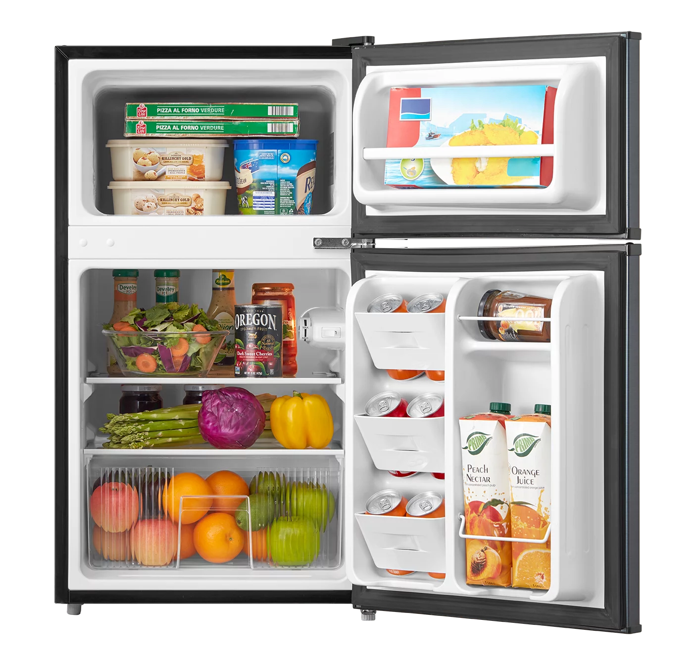 Arctic King 3.2 Cu ft Two Door Mini Fridge with Freezer, Stainless Steel, E-Star, ARM32D5ASL