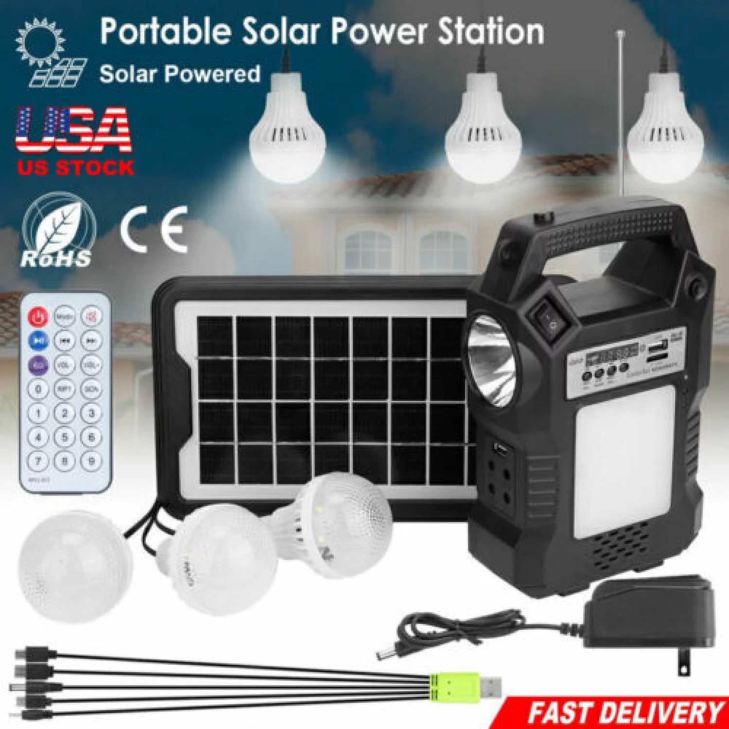 Power Station Solar Generator Panel Power Bank Outlet Camping Emergency Portable