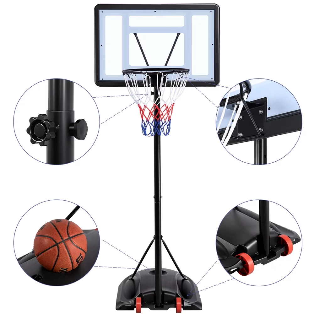 Smile Mart Adjustable Portable Basketball System Hoop for Indoor and Outdoor, 7 to 9 Ft.