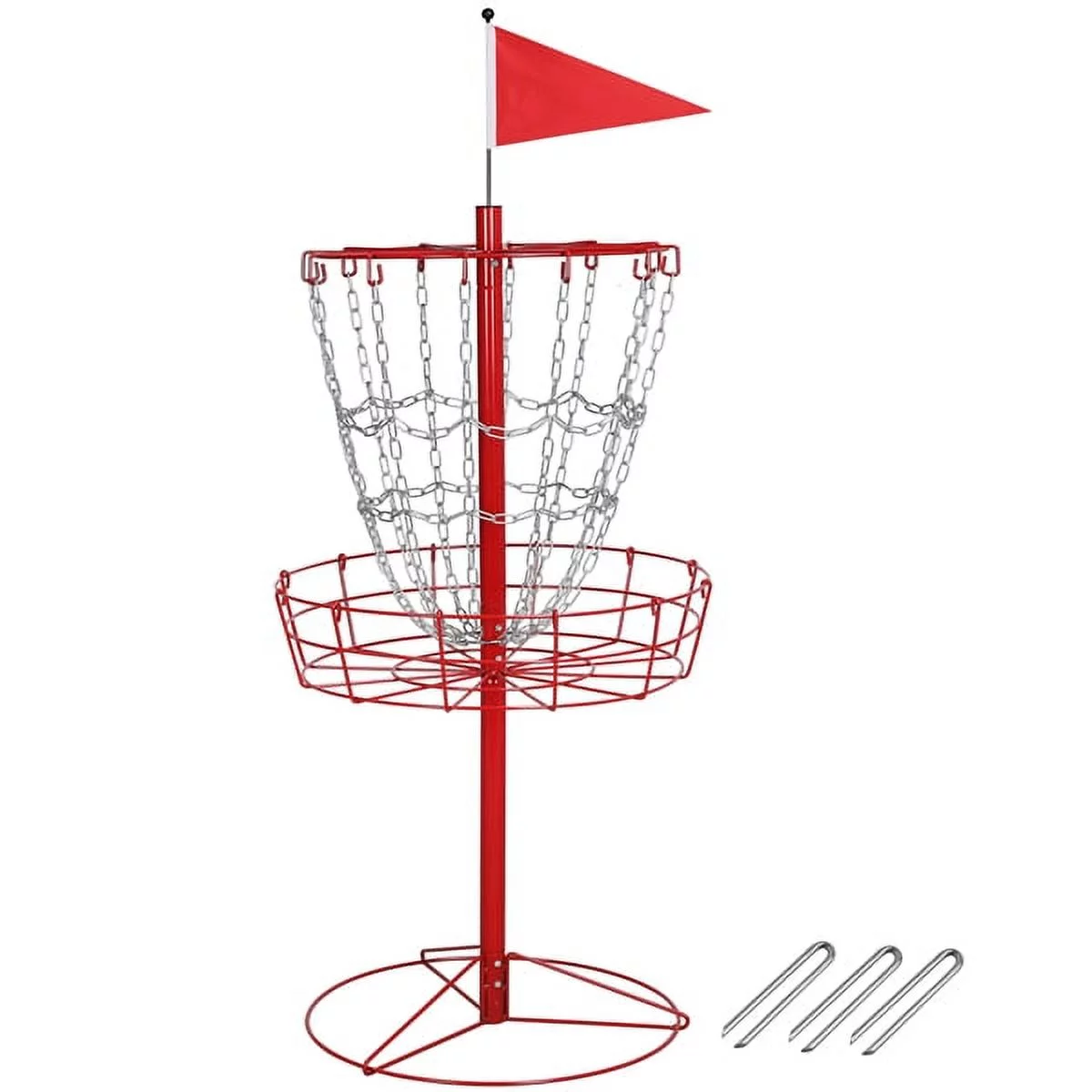 SmileMart 12-Chain Disc Golf Goal for Target Practice, Red