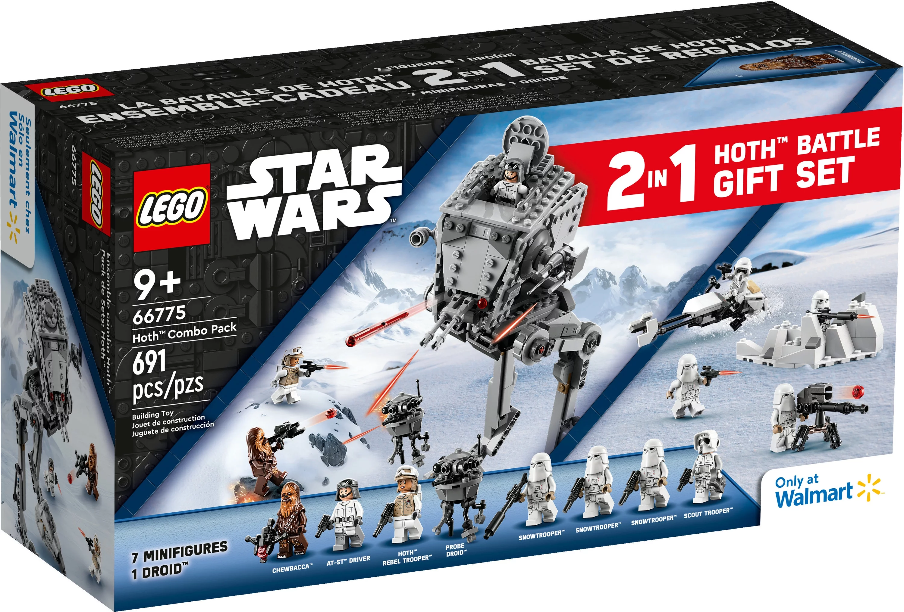 LEGO Star Wars Hoth Combo Pack 66775 Toy Value Pack, Christmas Gift for Kids, 2 in 1 Star Wars Toy with Snowtrooper Battle Pack and AT-ST, Includes Chewbacca Figure and 6 other Star Wars Characters