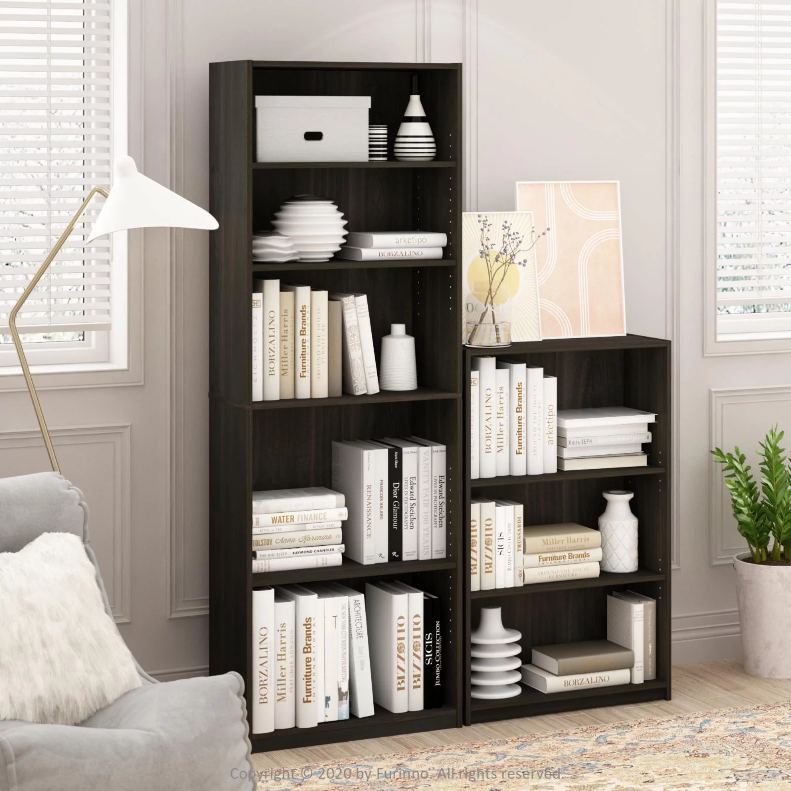 Furinno JAYA Engineered Wood Simple Home 5-Shelf Bookcase in White