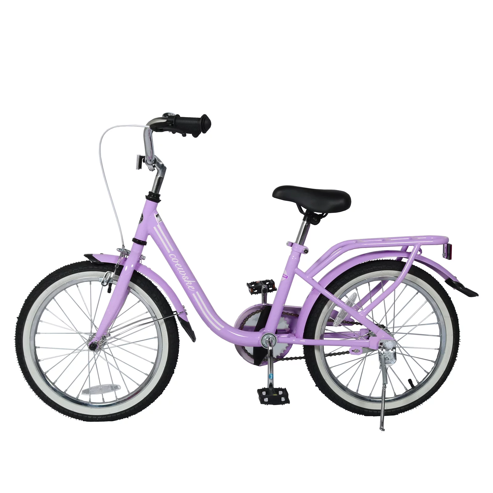 Coewske Kids Bicycle Girls and Boys 18 inch with Hand Brake and Kickstand, Purple