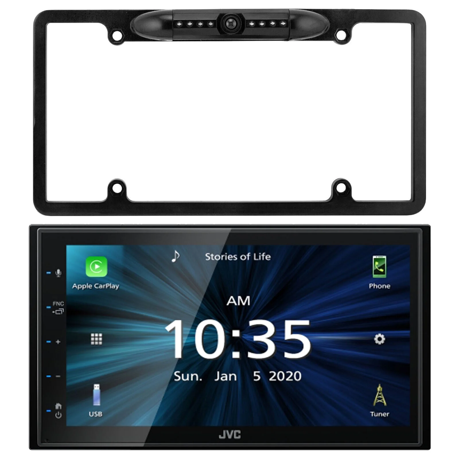 JVC KW-M180BT 2 DIN 6.75″ Media Player USB Mirroring For Android Bluetooth + CAM1800 Backup Camera