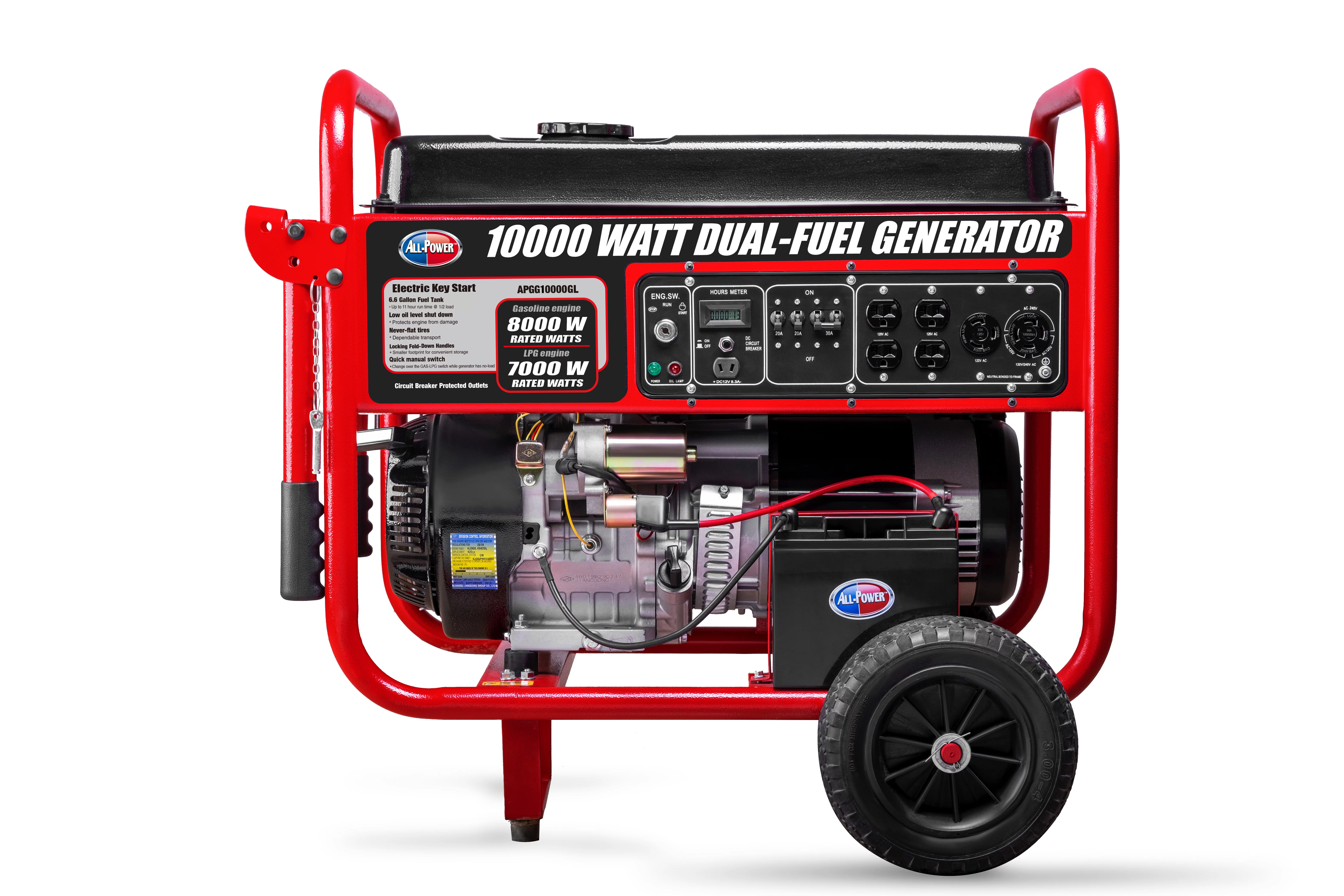 All Power 10000 Watt Dual Fuel Generator APGG10000GL, 10000W Gas/Propane Portable Generator with Electric Start, EPA Certified